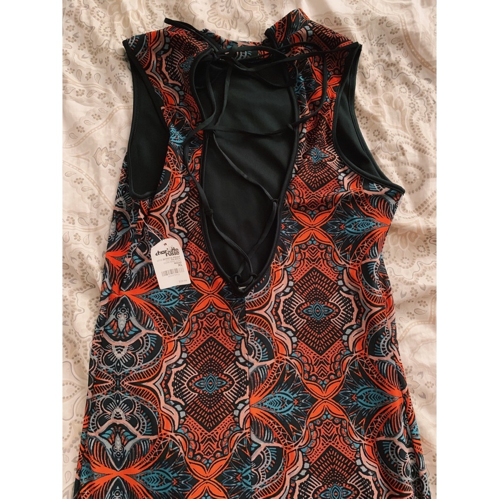 Charlotte Russe XL multi colored dress with criss cross ties